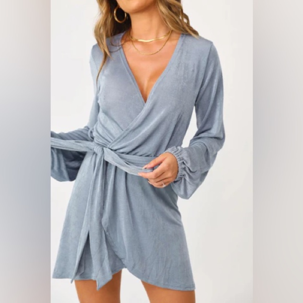 Baby Blue Kittenish Wrap Dress